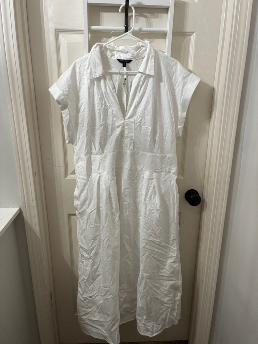 White Collared Buttonless Maxi Dress